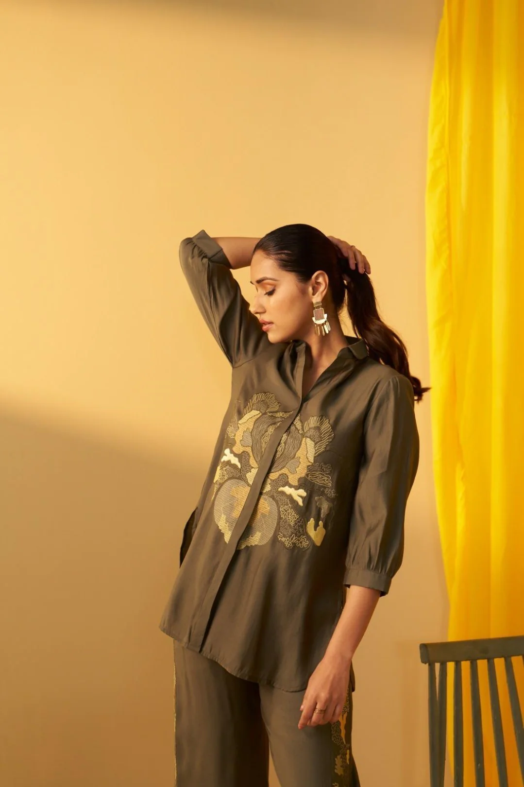 Tisca moss embroidery co-ord set - Image 7