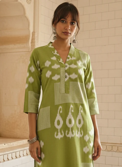 Swades Leaf cotton kurta pant set - Image 2