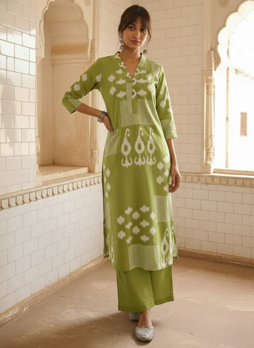 Swades Leaf cotton kurta pant set - Image 3