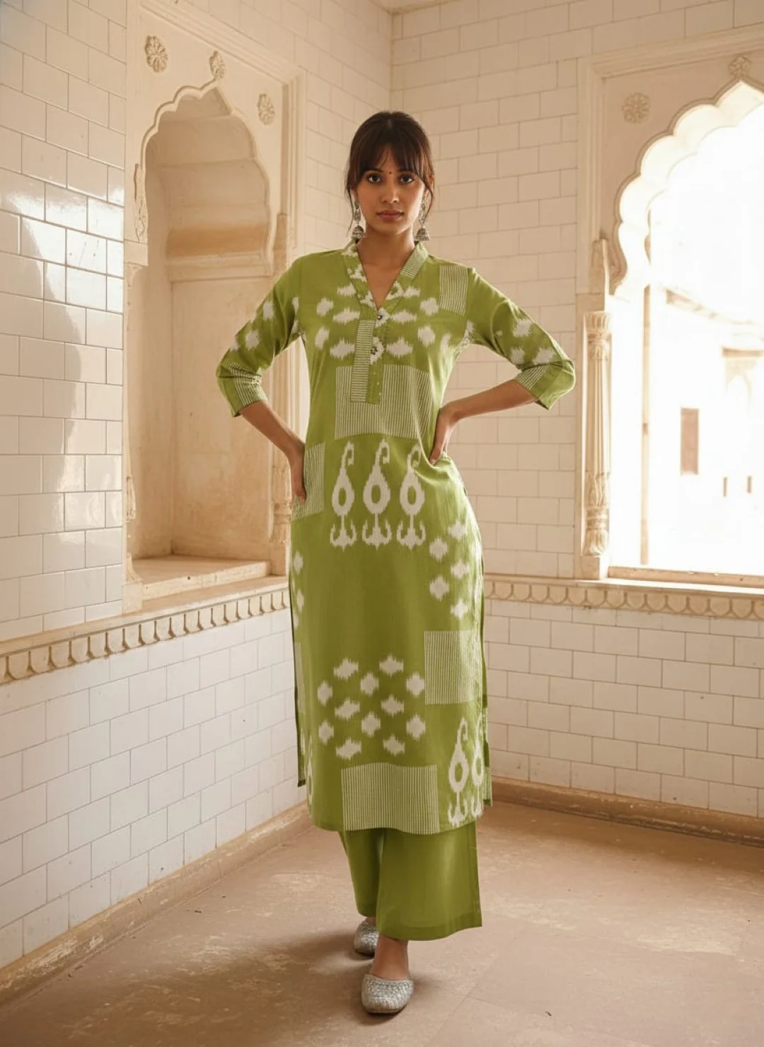 Swades Leaf cotton kurta pant set - Image 4