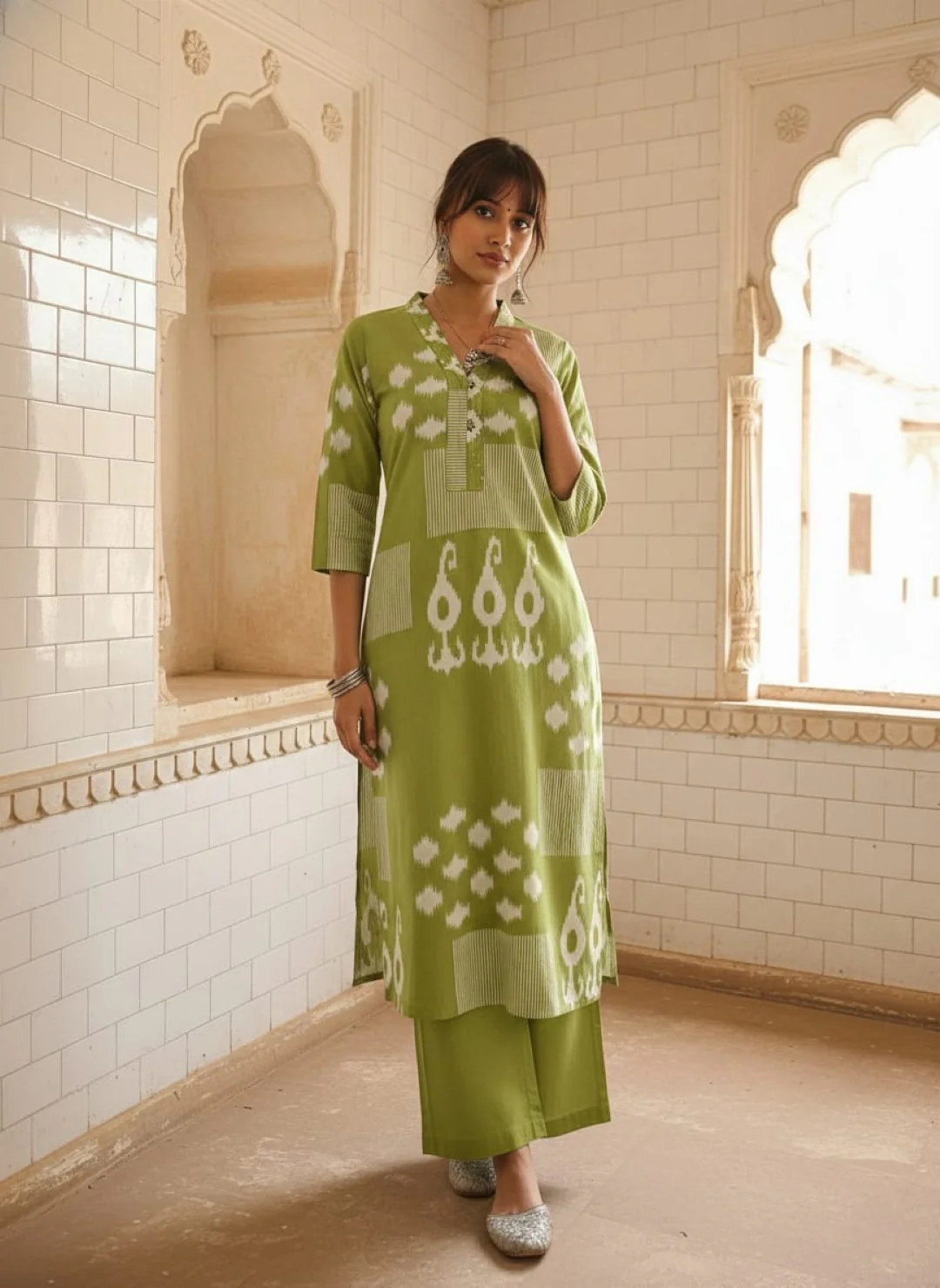 Swades Leaf cotton kurta pant set - Image 5