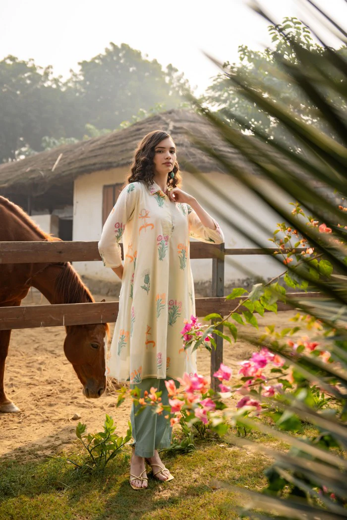 Tiara Garden Cotton Kurta Pant Set - Image 12