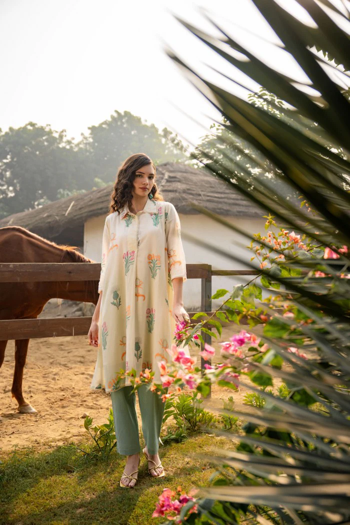 Tiara Garden Cotton Kurta Pant Set - Image 14