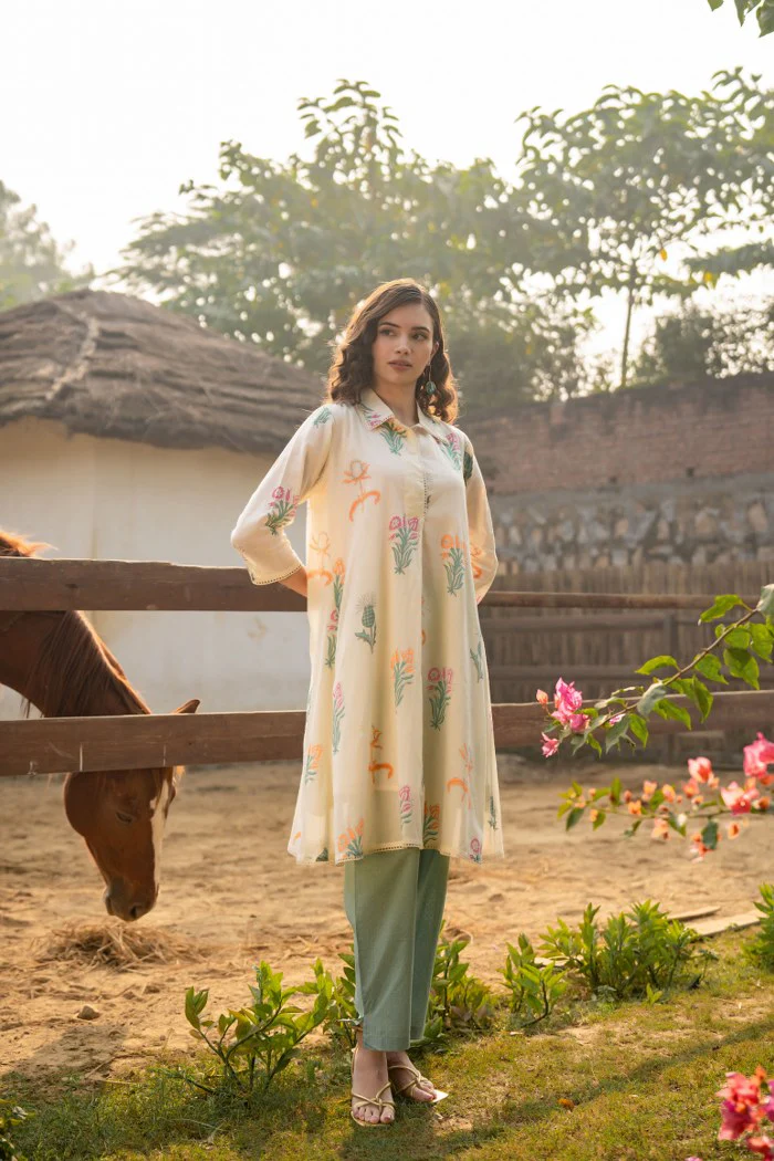 Tiara Garden Cotton Kurta Pant Set - Image 16