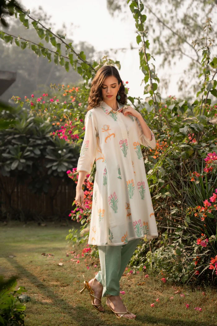 Tiara Garden Cotton Kurta Pant Set - Image 20