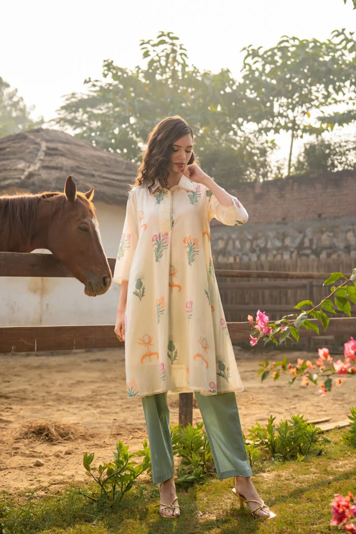 Tiara Garden Cotton Kurta Pant Set - Image 8