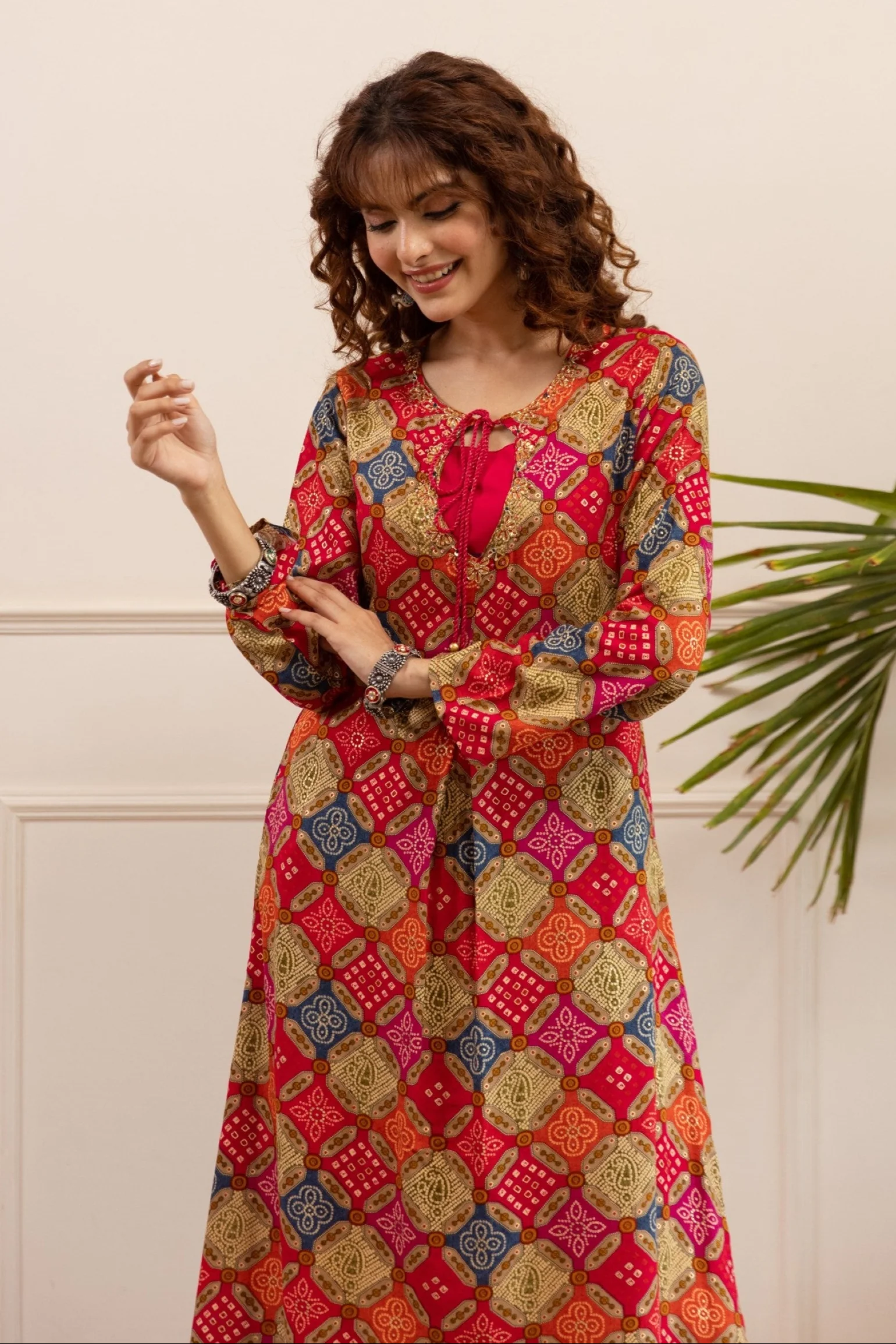 Kabool Carmine printed Kurta pant set - Image 2