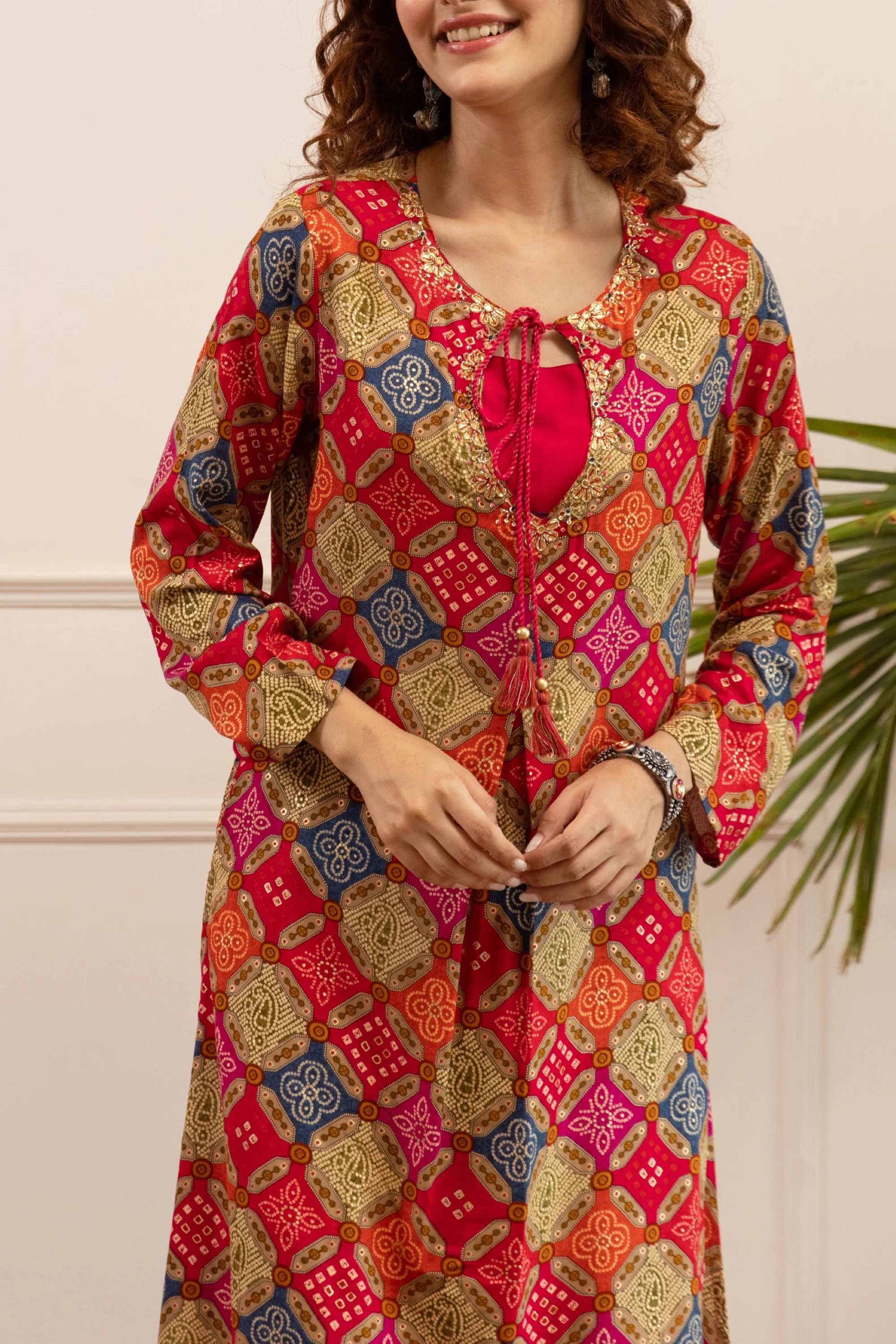 Kabool Carmine printed Kurta pant set - Image 4