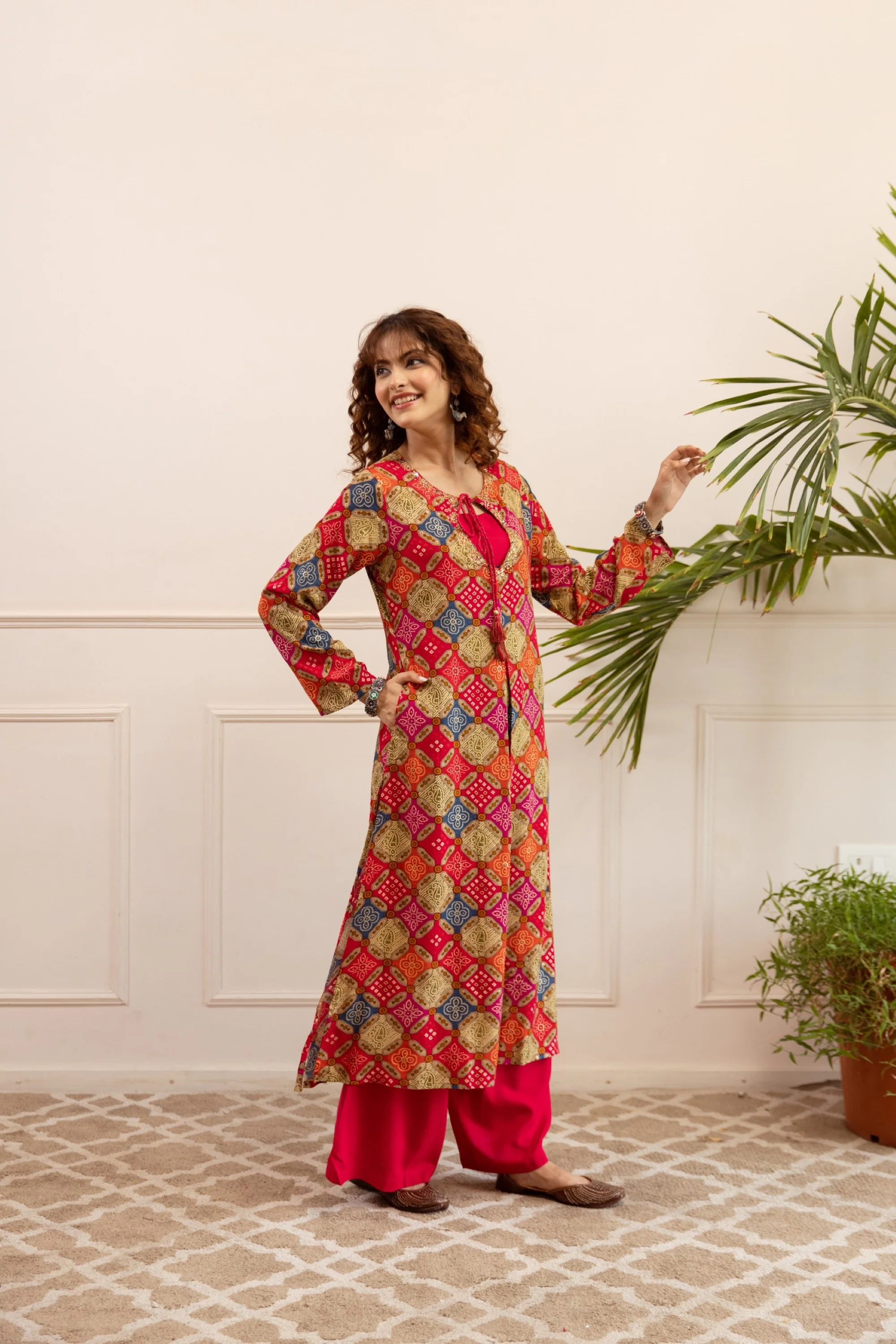 Kabool Carmine printed Kurta pant set - Image 5