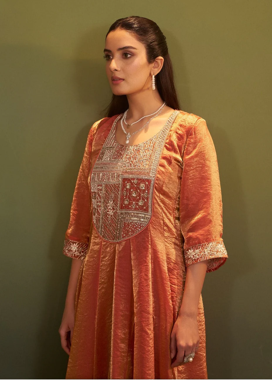 Jagriti Apricot Full Work Suit Set - Image 2