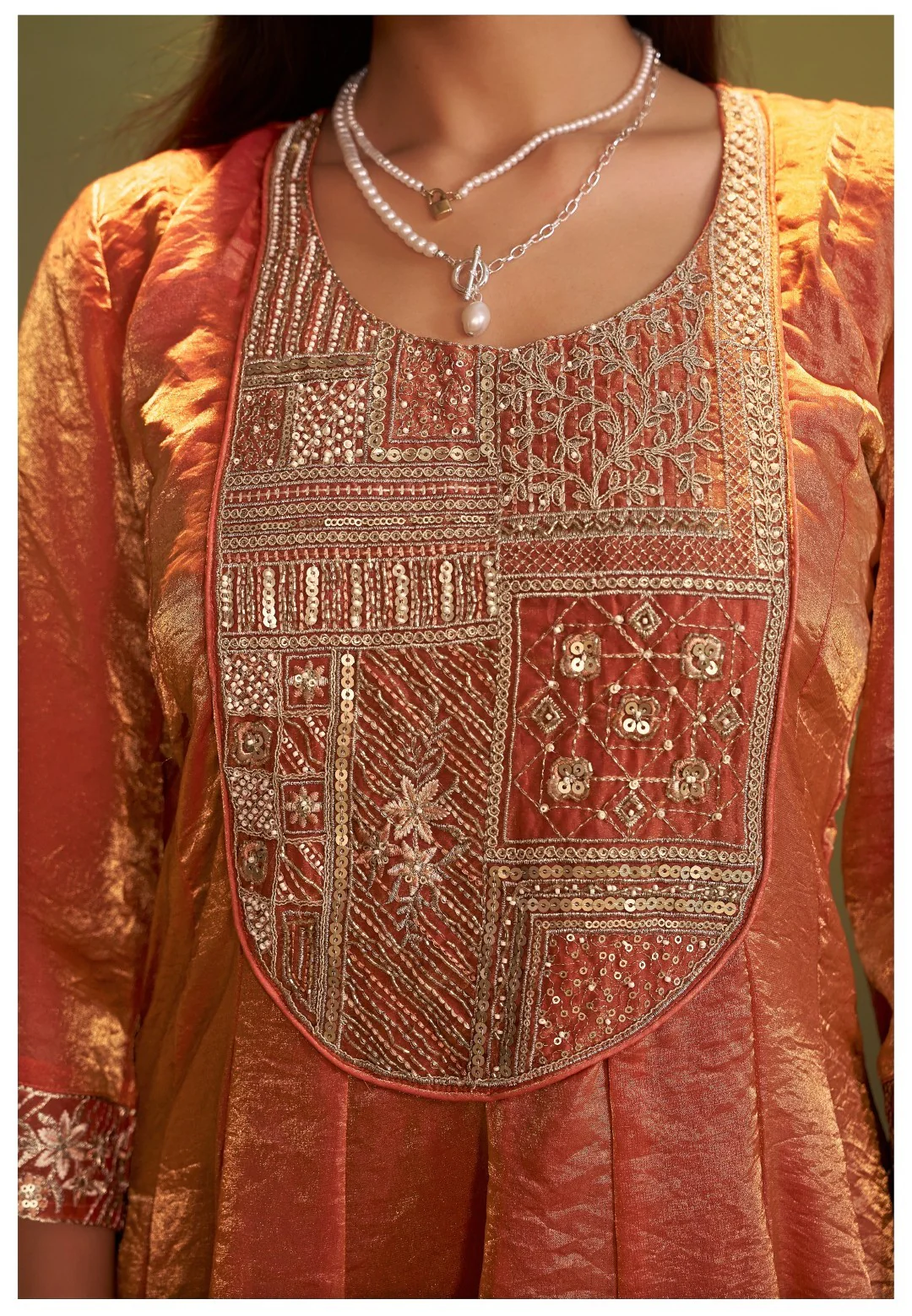 Jagriti Apricot Full Work Suit Set - Image 4