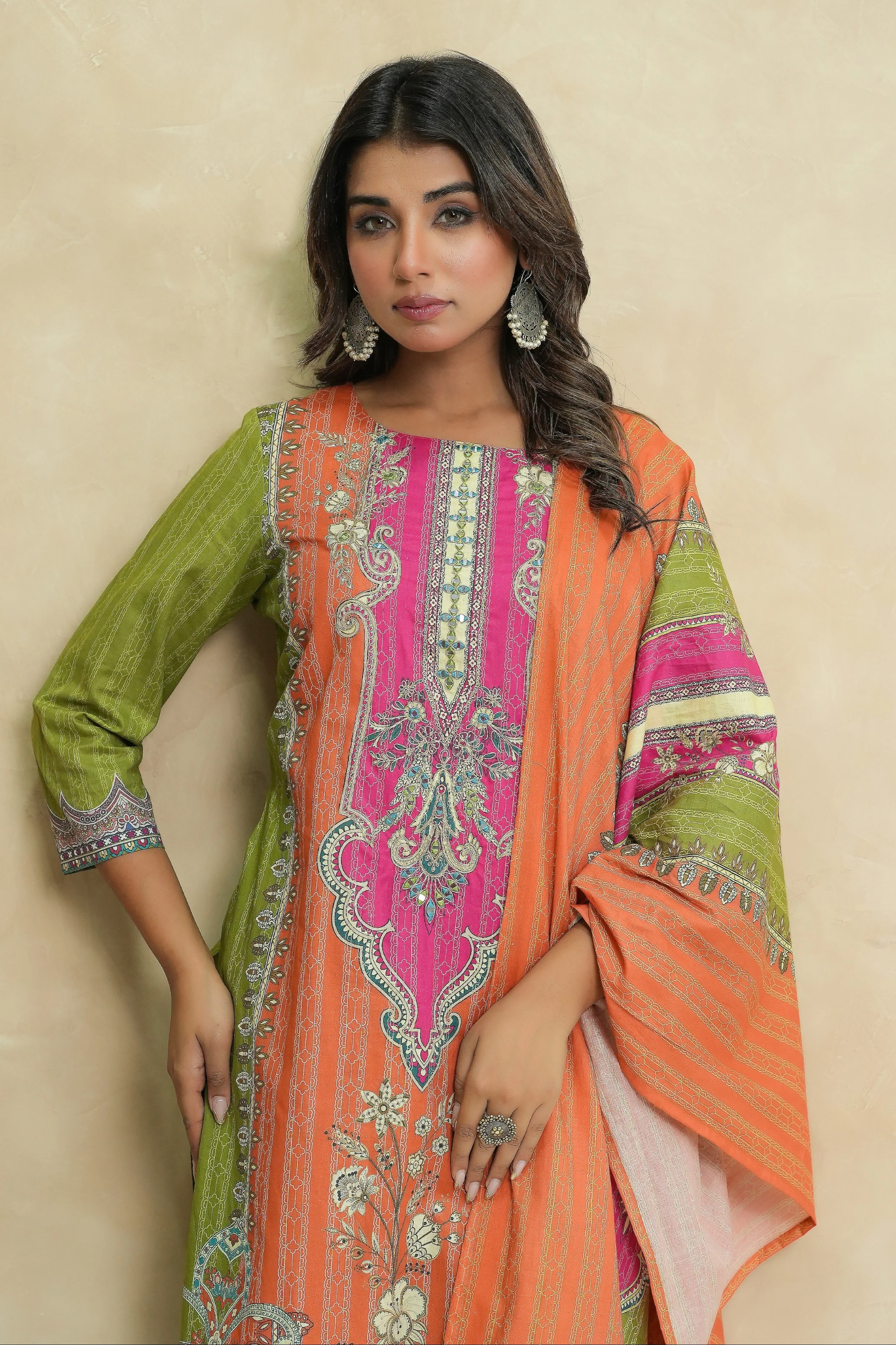 Baga apricot cotton suit set - Image 2