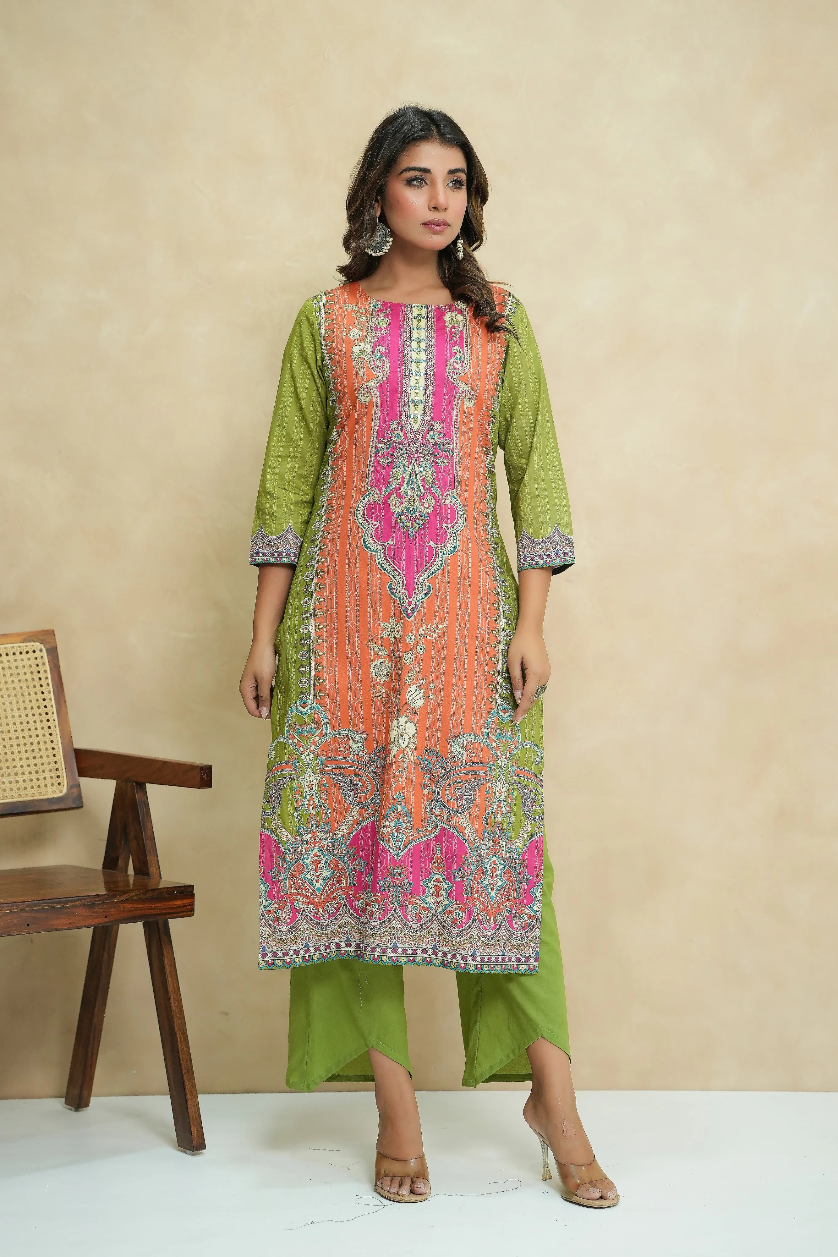 Baga apricot cotton suit set - Image 5