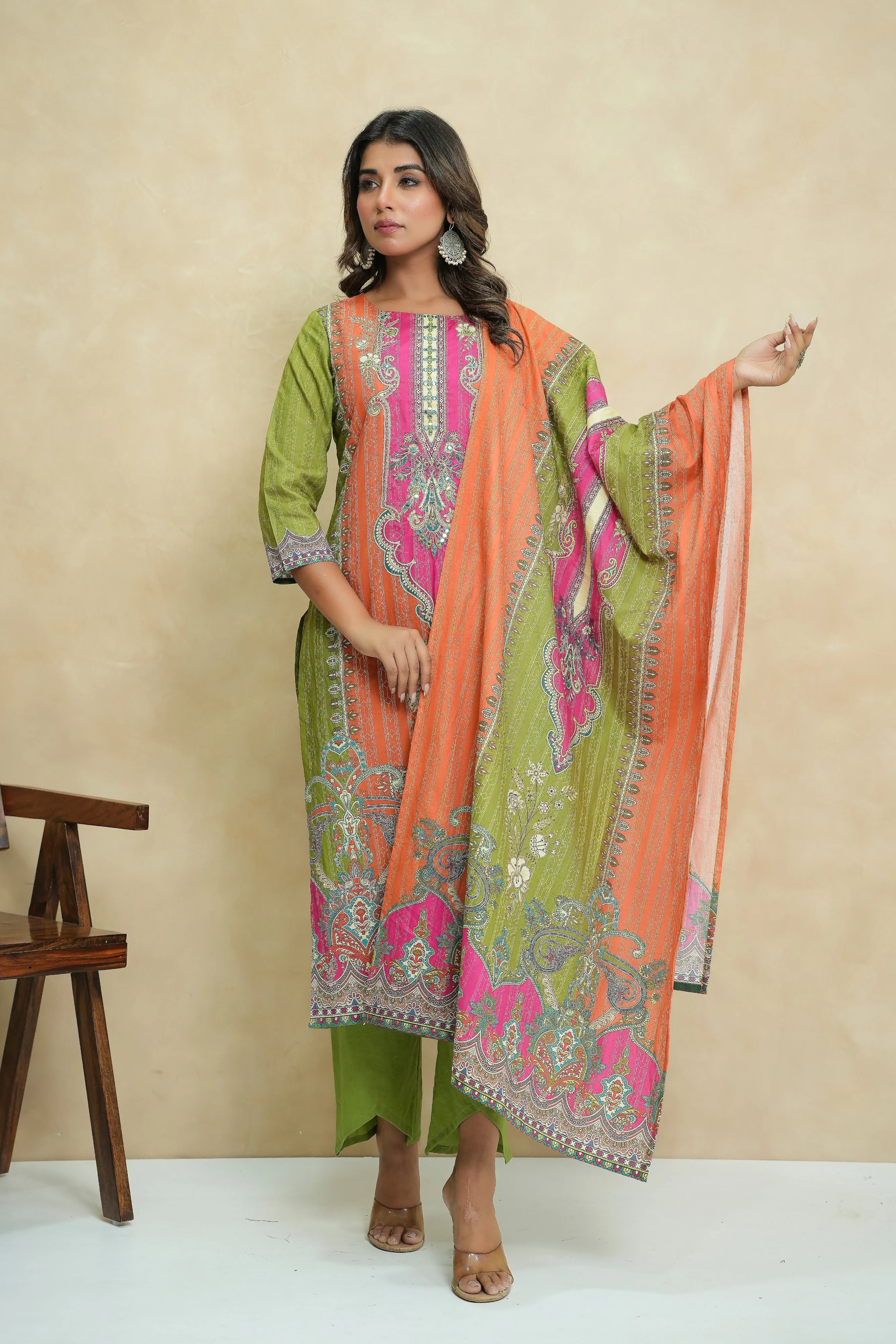 Baga apricot cotton suit set - Image 6