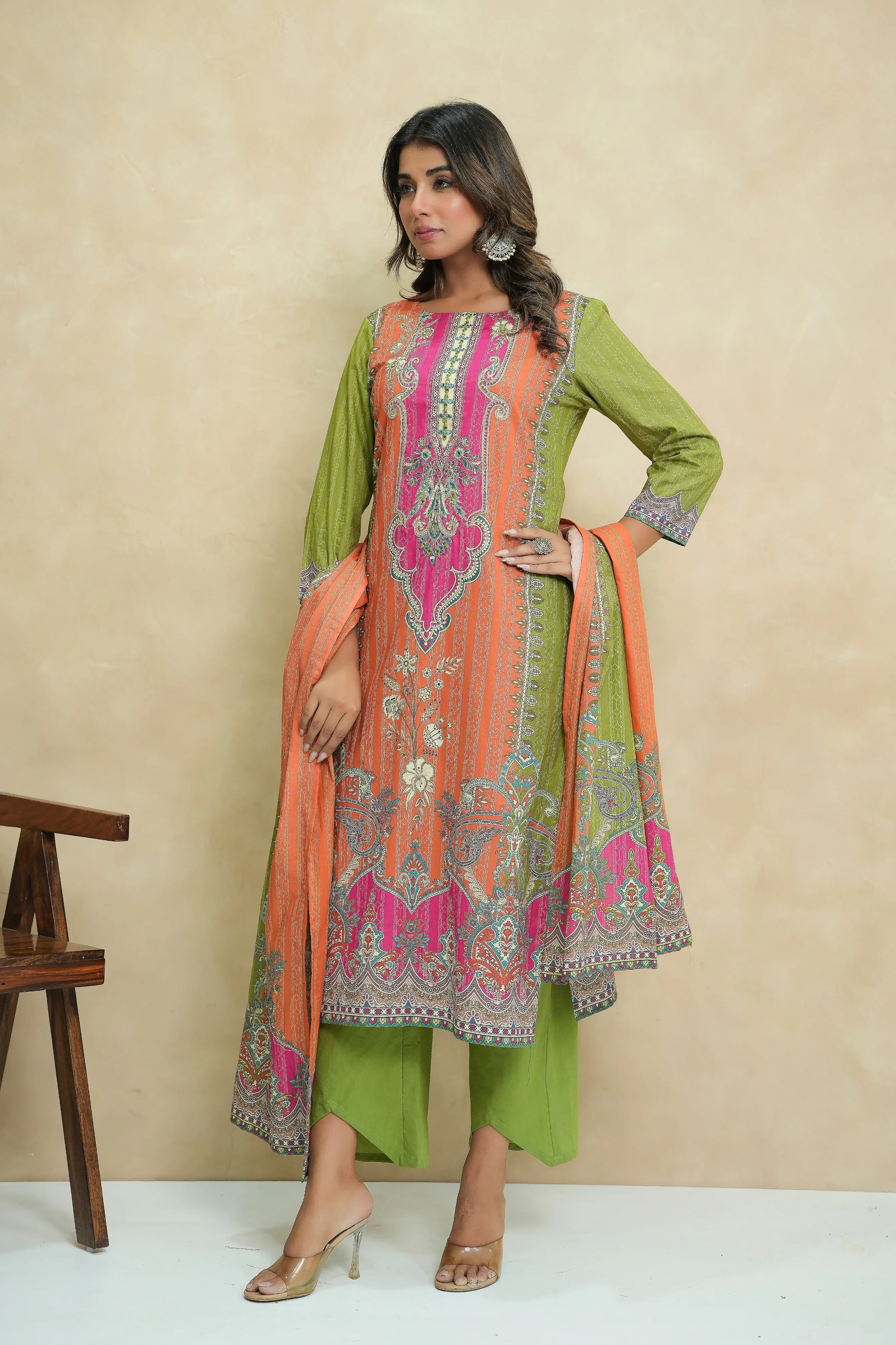 Baga apricot cotton suit set - Image 7