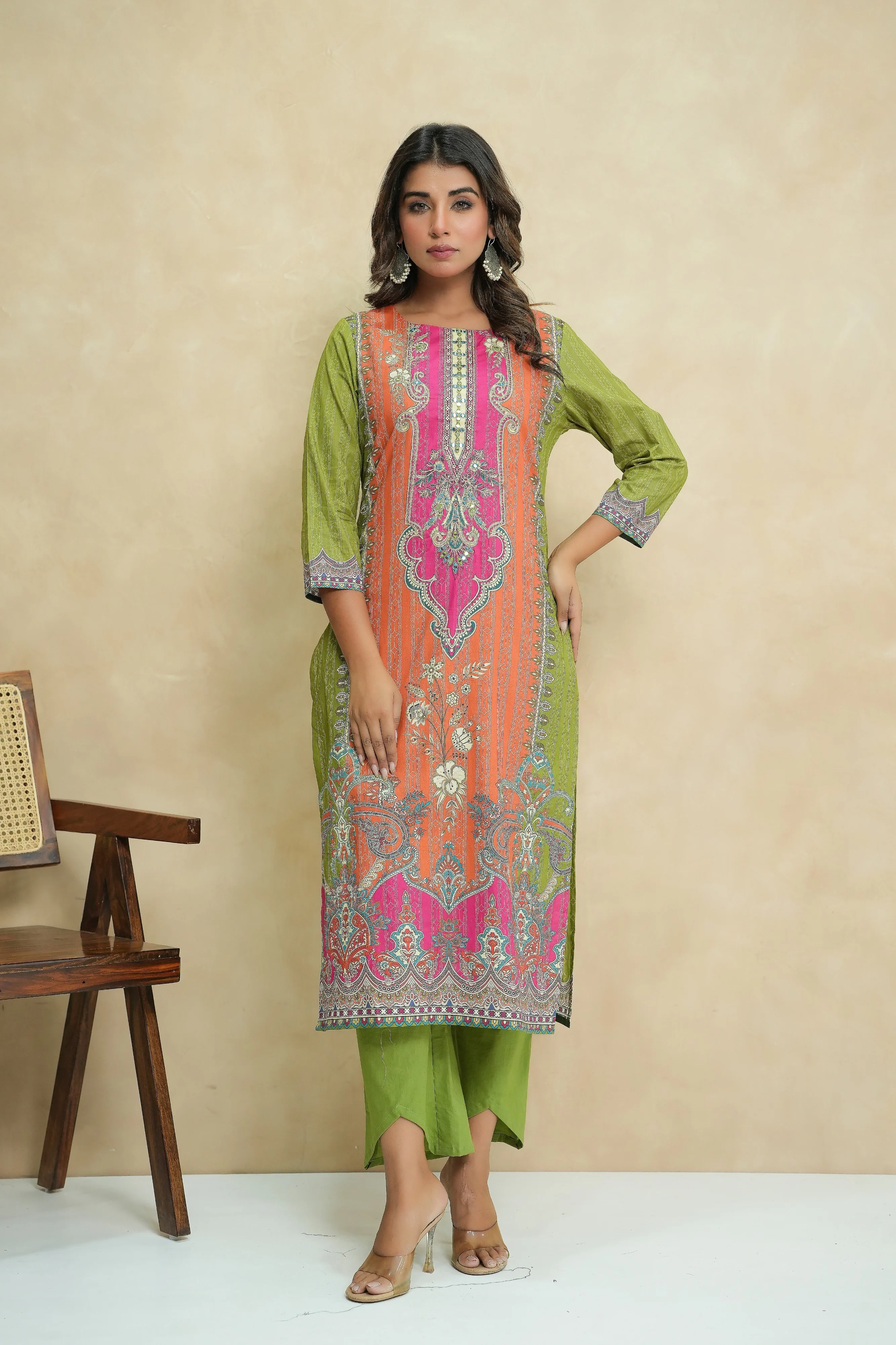 Baga apricot cotton suit set - Image 8