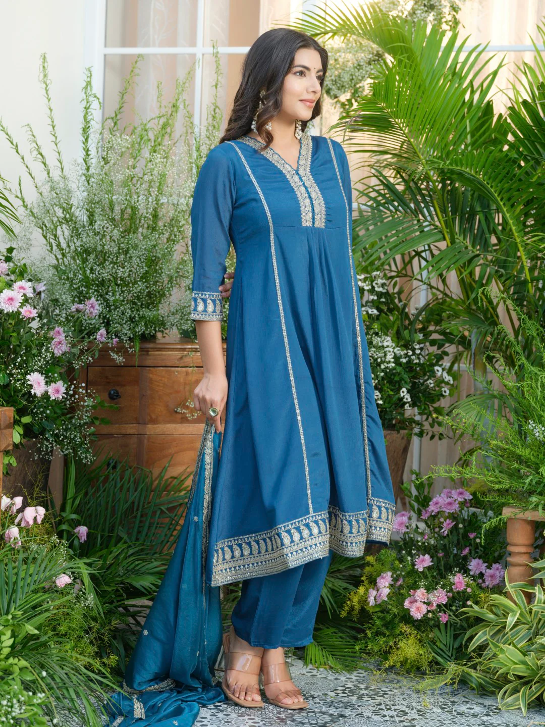 Palash cobalt full work suit set - Image 15