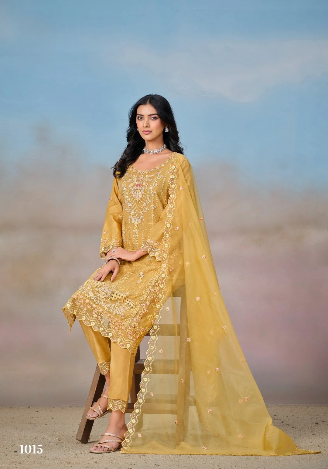 Mayuri Turmeric Full Work Suit Set - Image 3