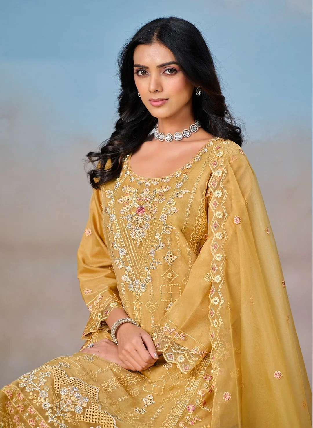 Mayuri Turmeric Full Work Suit Set - Image 4