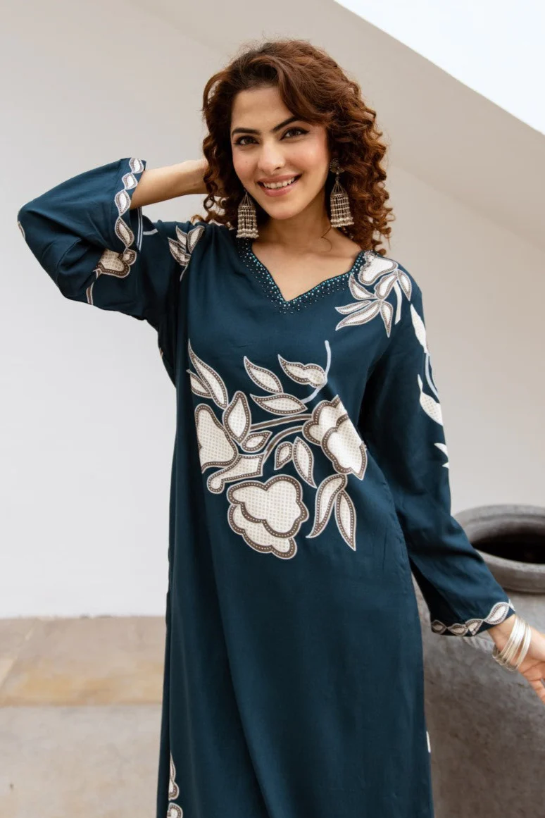 Sonpal azure printed kurta pant set - Image 2