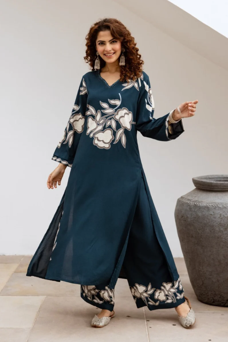 Sonpal azure printed kurta pant set - Image 3