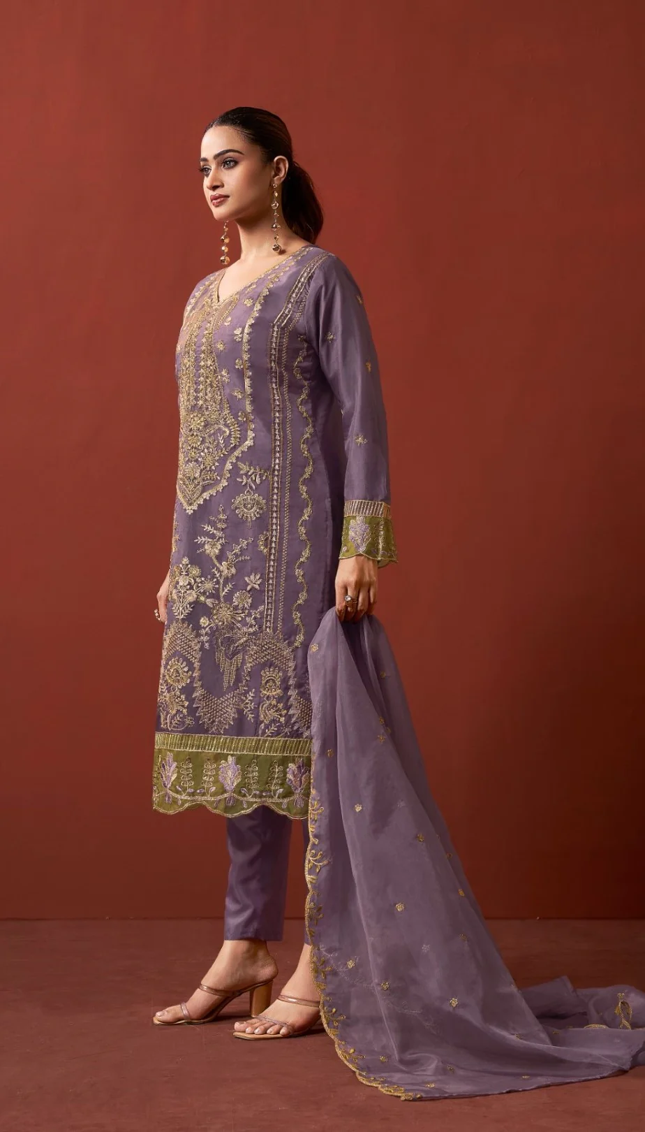 Shamsad orchid Full Work lawn suit set - Image 3