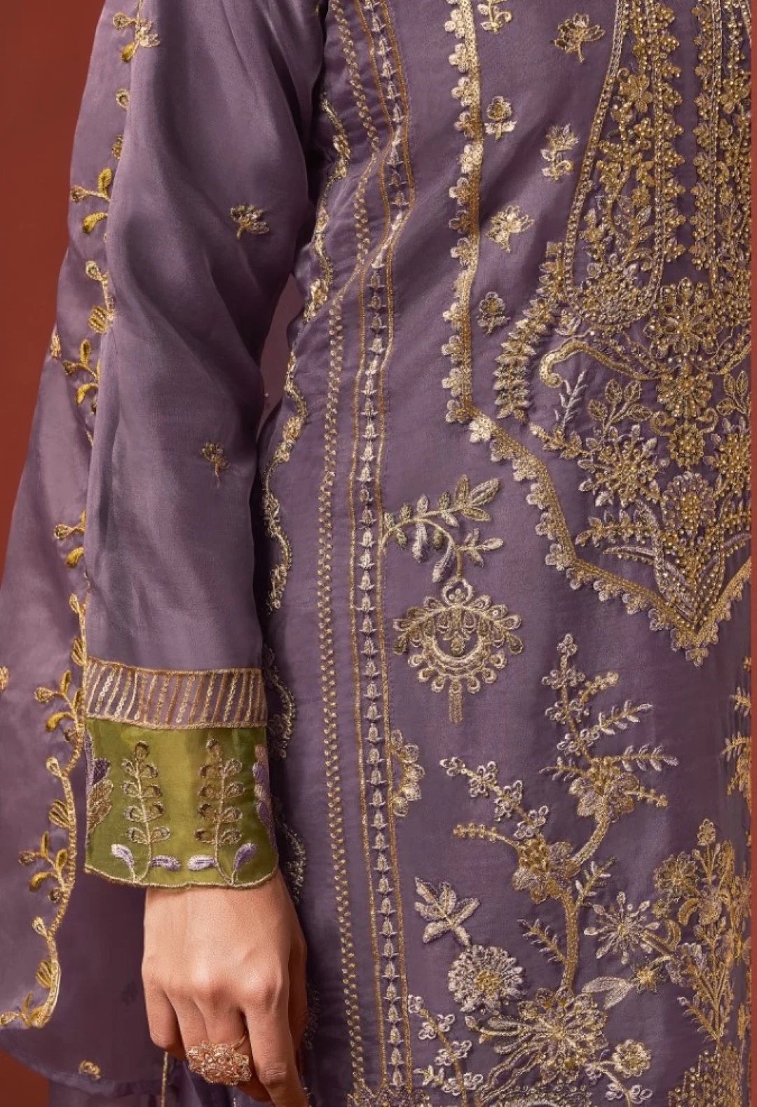 Shamsad orchid Full Work lawn suit set - Image 4
