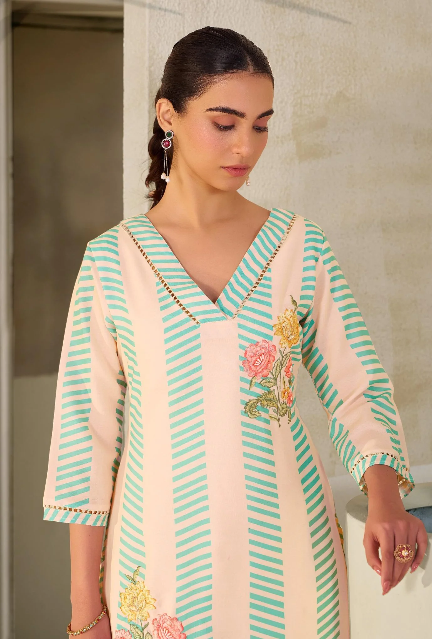 Nadira Palegreen Linen Cotton Suit set - Image 2