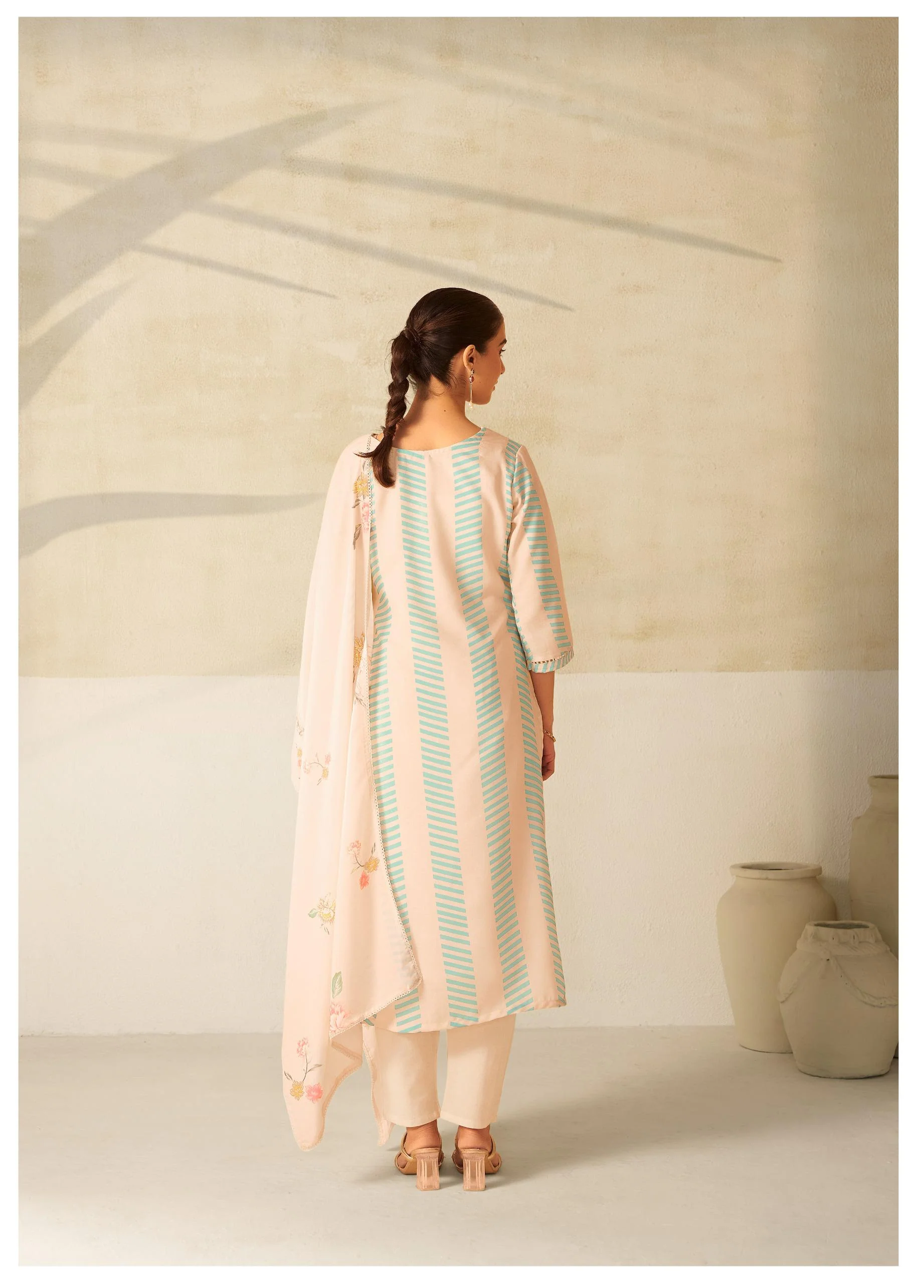 Nadira Palegreen Linen Cotton Suit set - Image 3