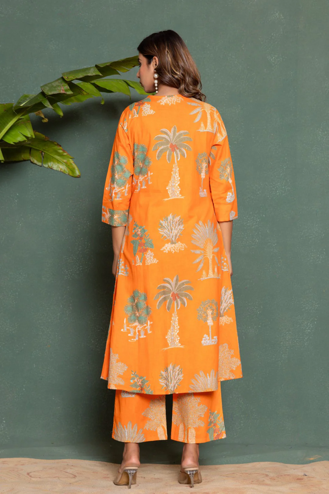 Mika Apricot Printed Kurta Pant Set - Image 3