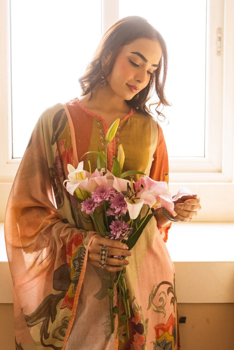 Karen Coral Cotton Suit Set - Image 2