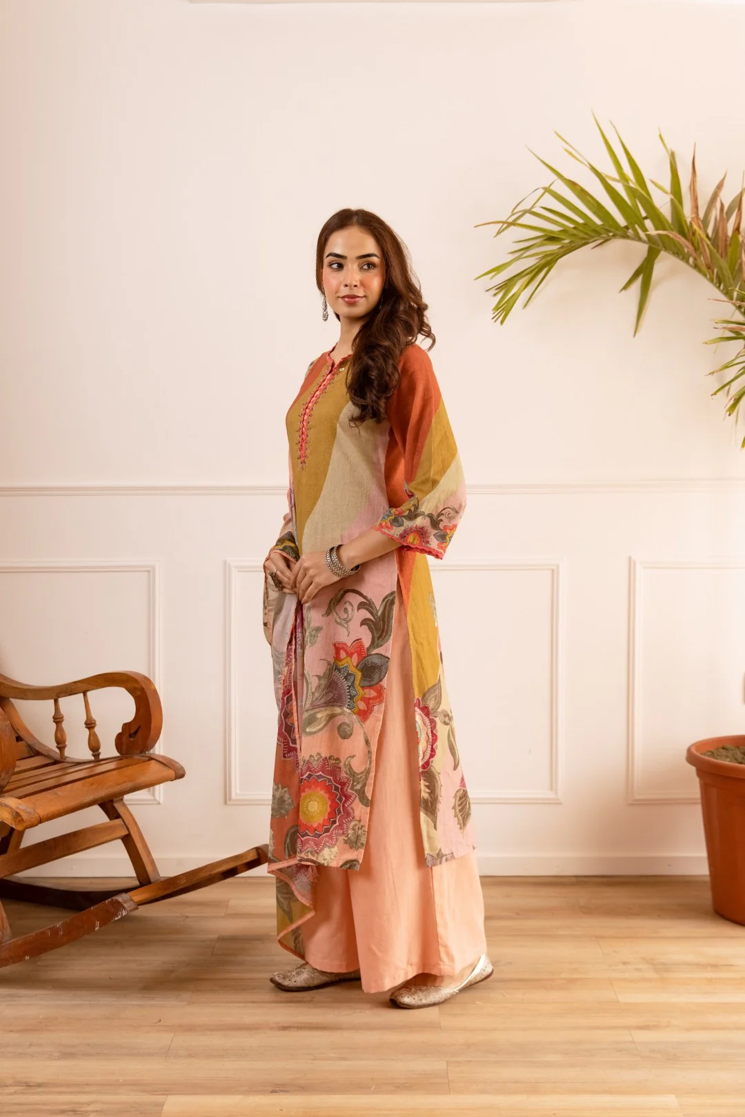 Karen Coral Cotton Suit Set - Image 5