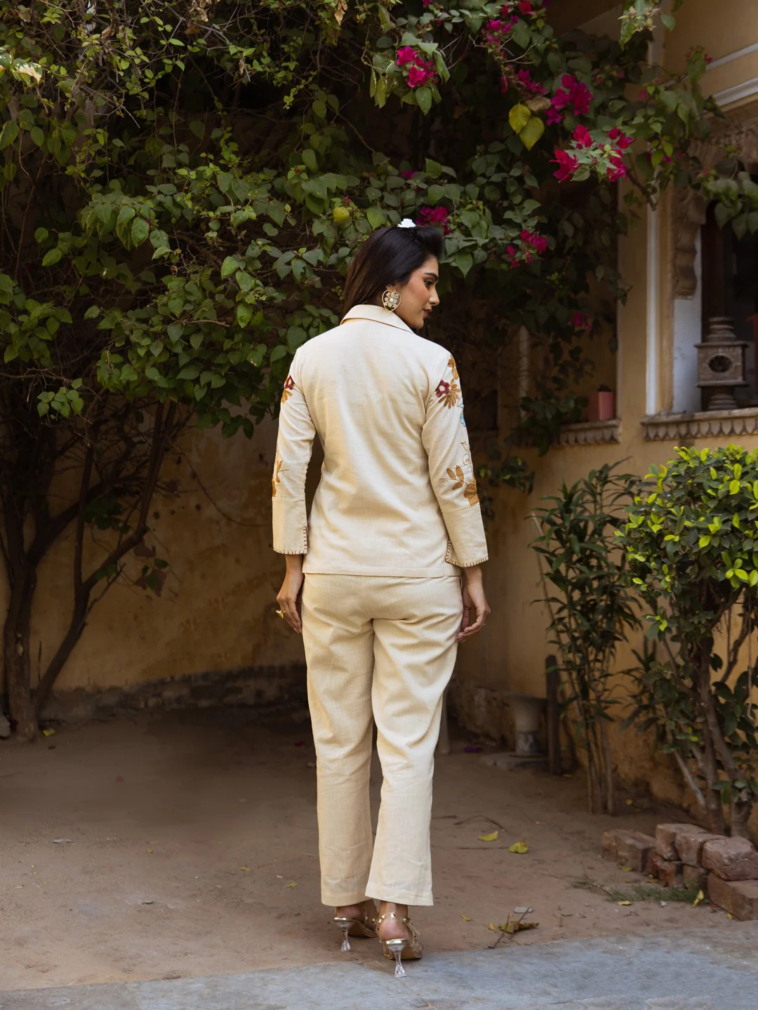 Viva tan Embroidery Cotton Co-ord Set - Image 3