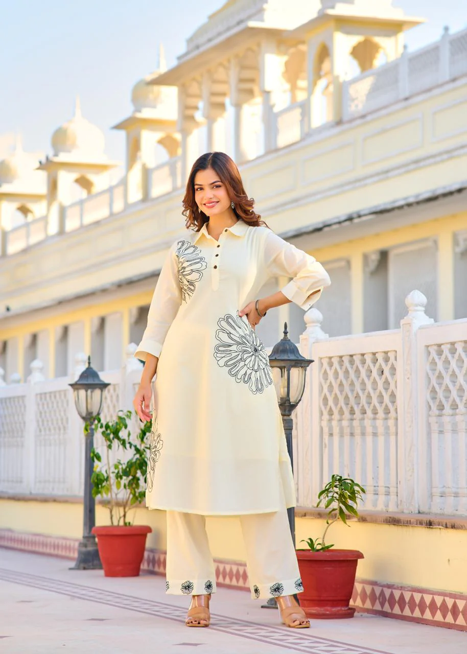 ITI PEARL Embroidered COTTON CO-ORD SET - Image 6