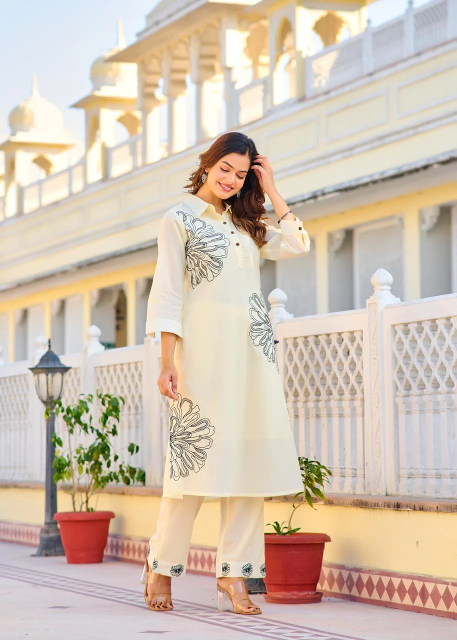 ITI PEARL Embroidered COTTON CO-ORD SET - Image 8