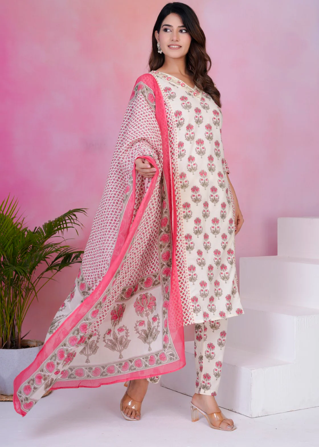 Tanvi Pearl Cotton Suit Set - Image 10