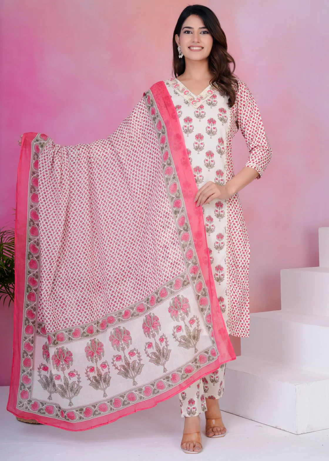 Tanvi Pearl Cotton Suit Set - Image 4
