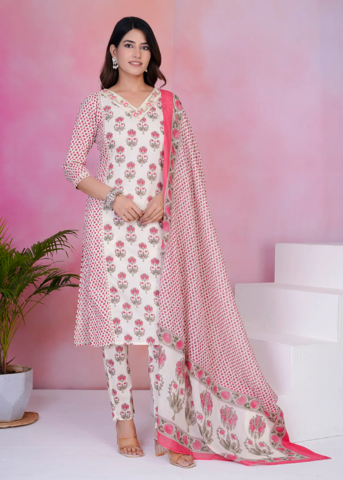 Tanvi Pearl Cotton Suit Set - Image 5