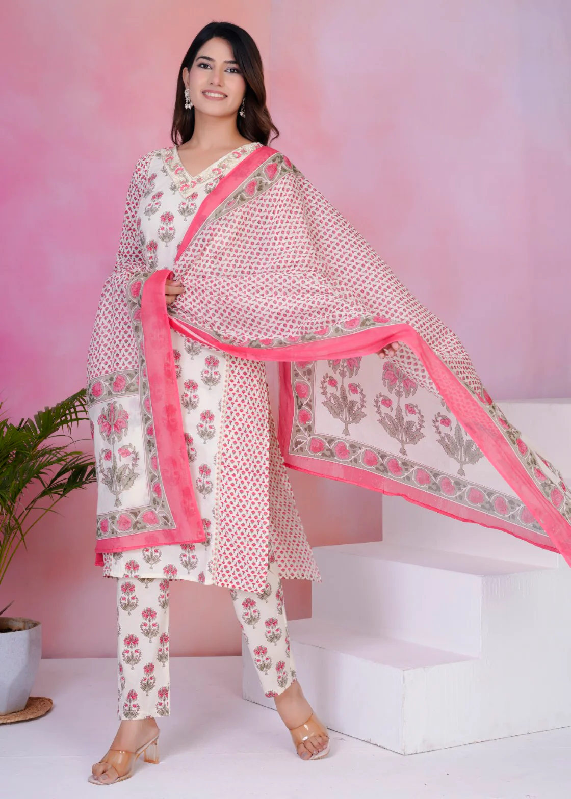 Tanvi Pearl Cotton Suit Set - Image 6