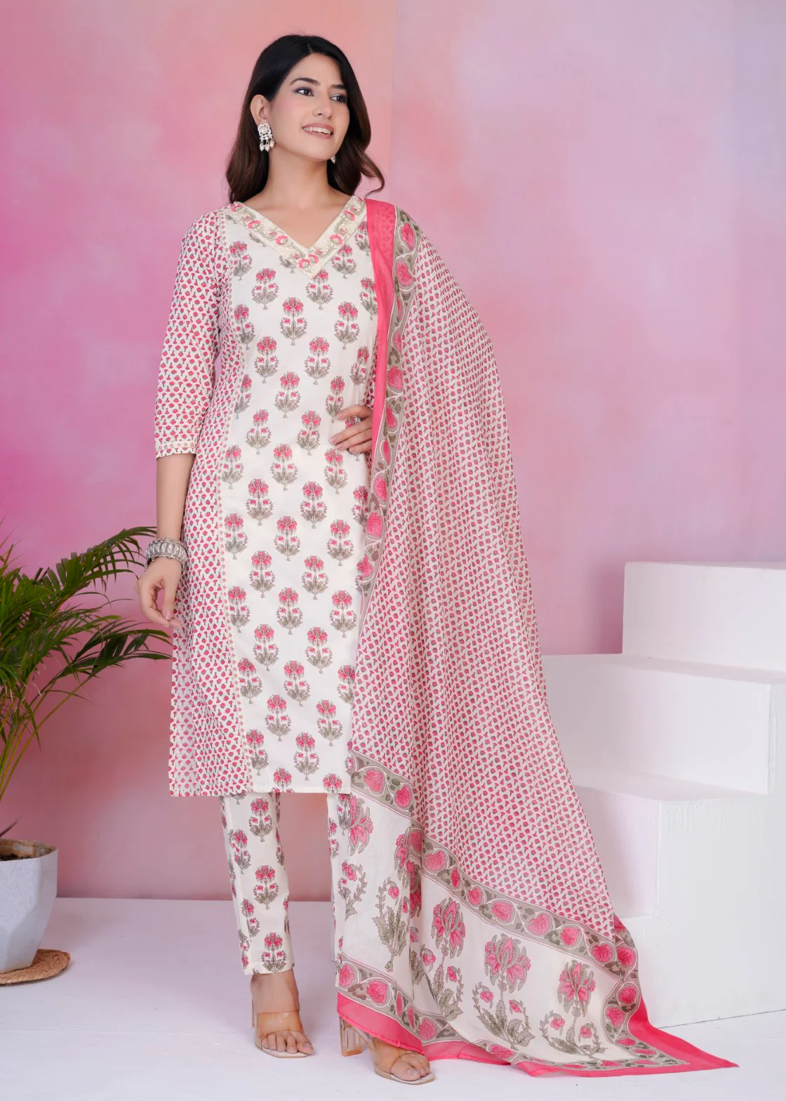Tanvi Pearl Cotton Suit Set - Image 8