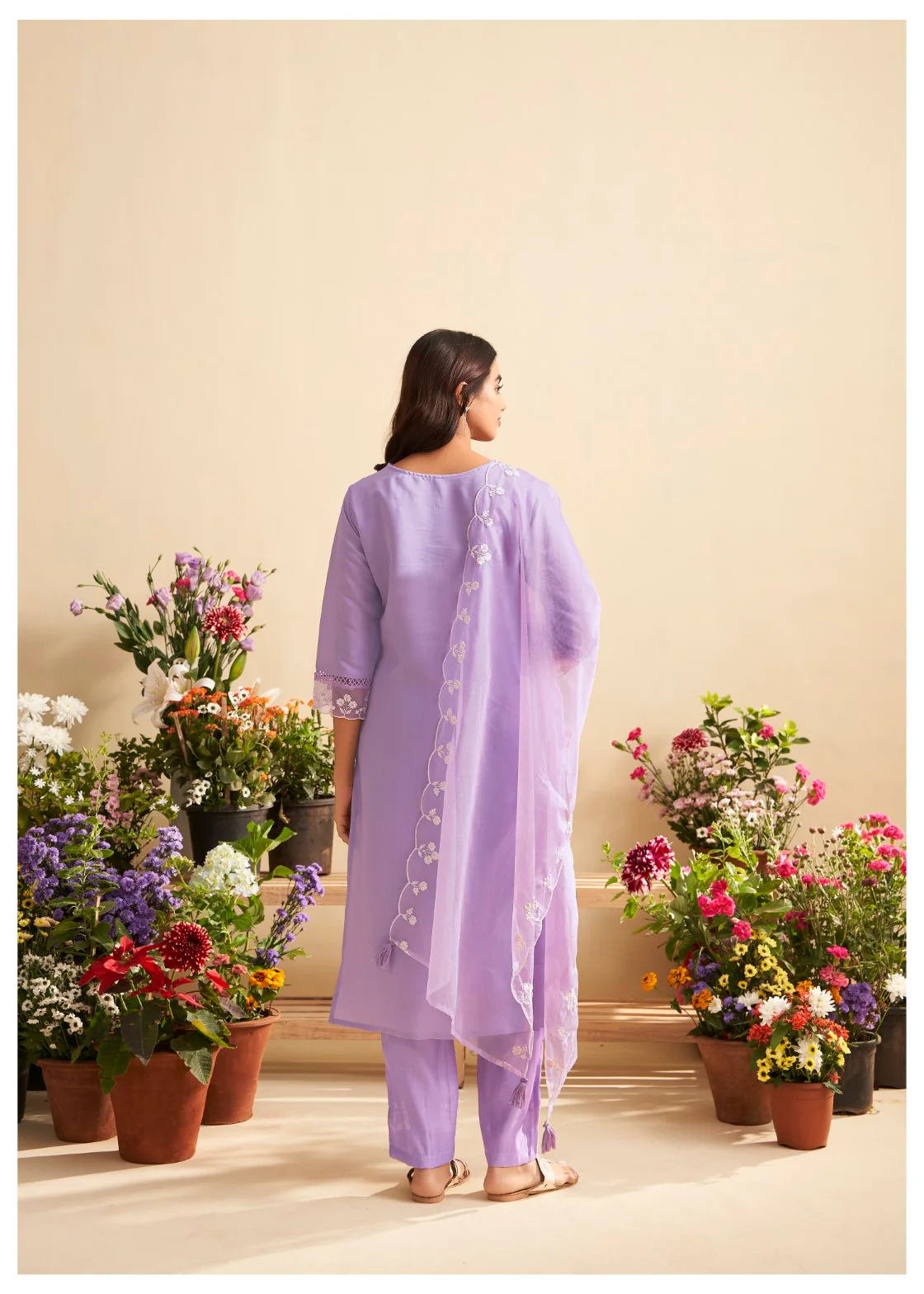 Lisba Lavender Full Embroidered Lawn Suit set - Image 3
