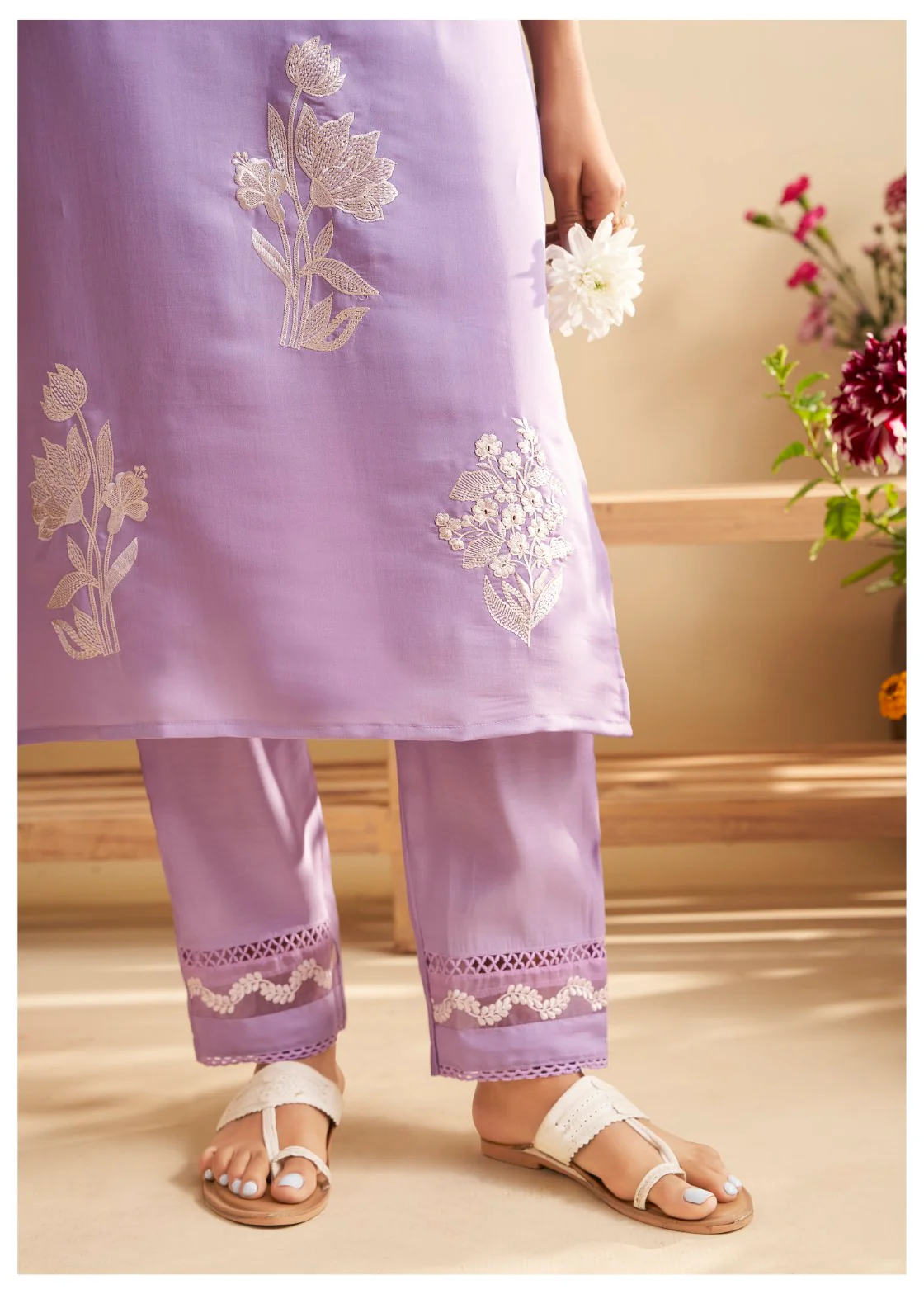 Lisba Lavender Full Embroidered Lawn Suit set - Image 5