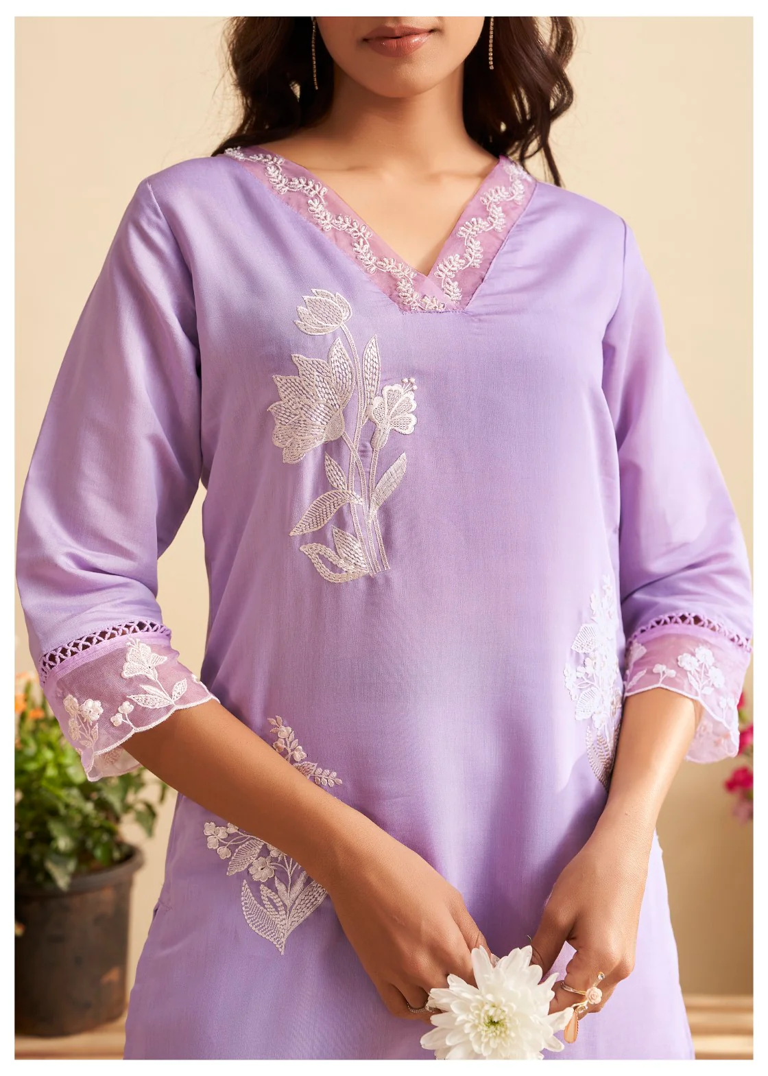 Lisba Lavender Full Embroidered Lawn Suit set - Image 6
