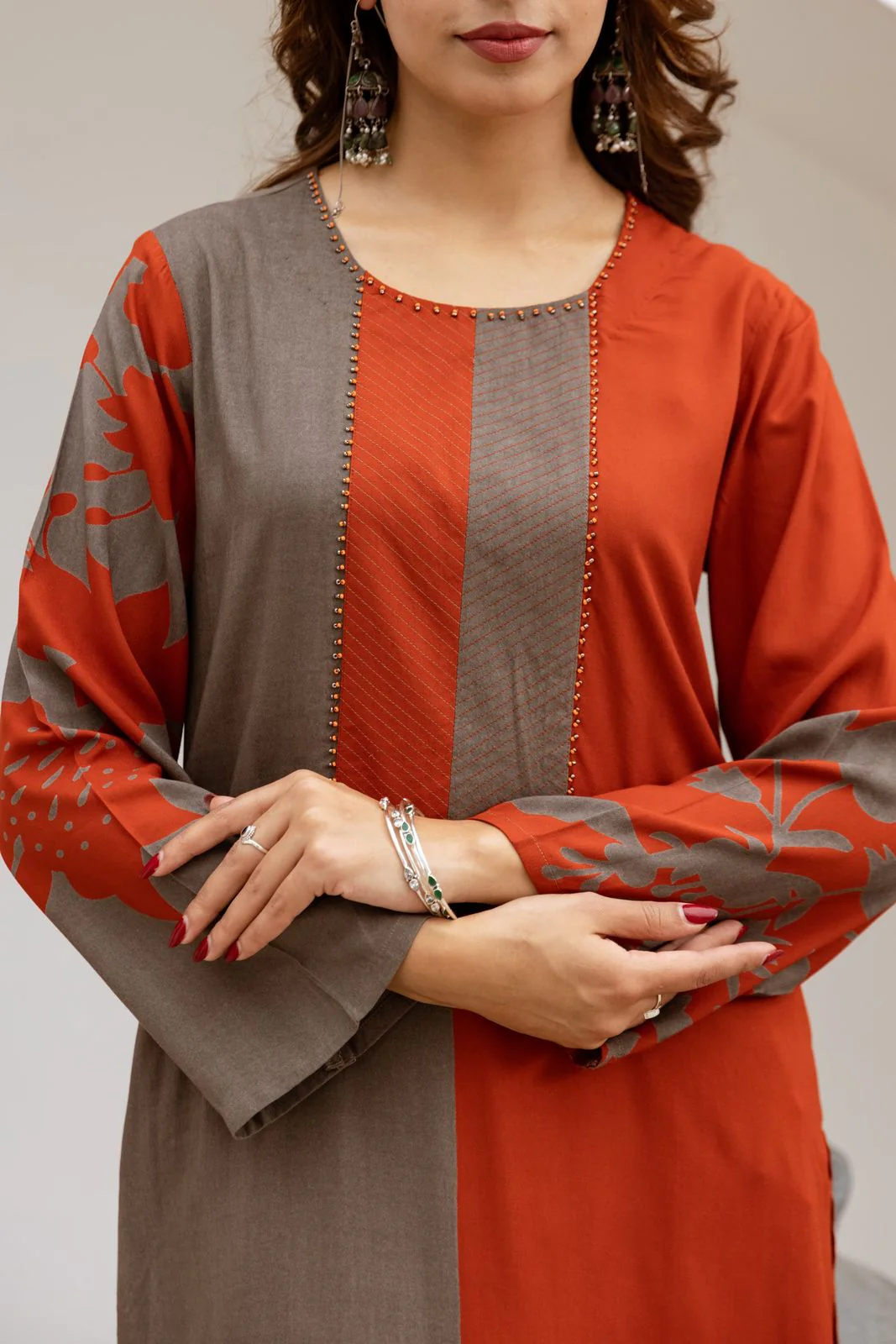Bakul Brick Printed Kurta Pant Set - Image 3