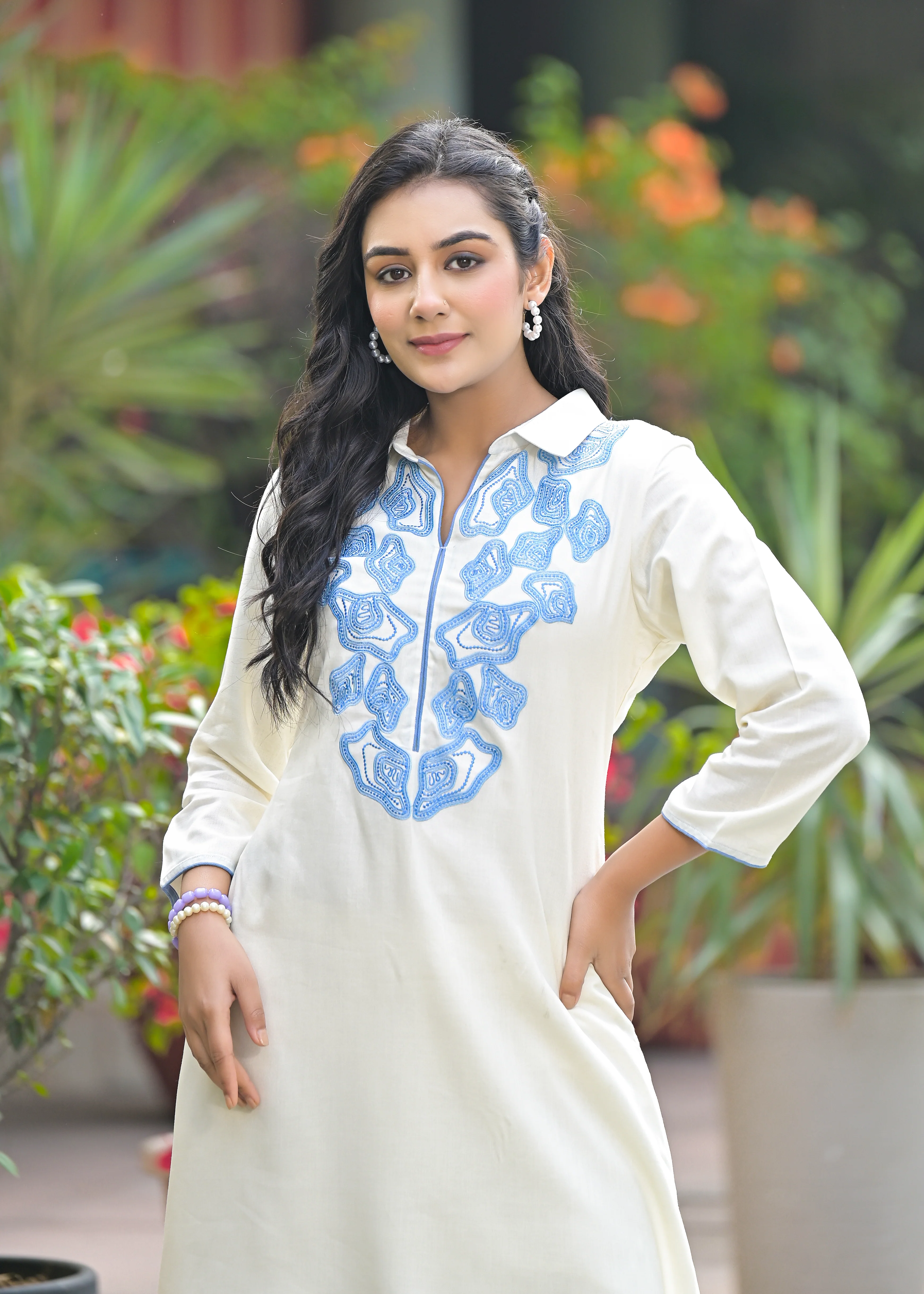 Bela Ice Embroidered Kurta Pant Set - Image 3