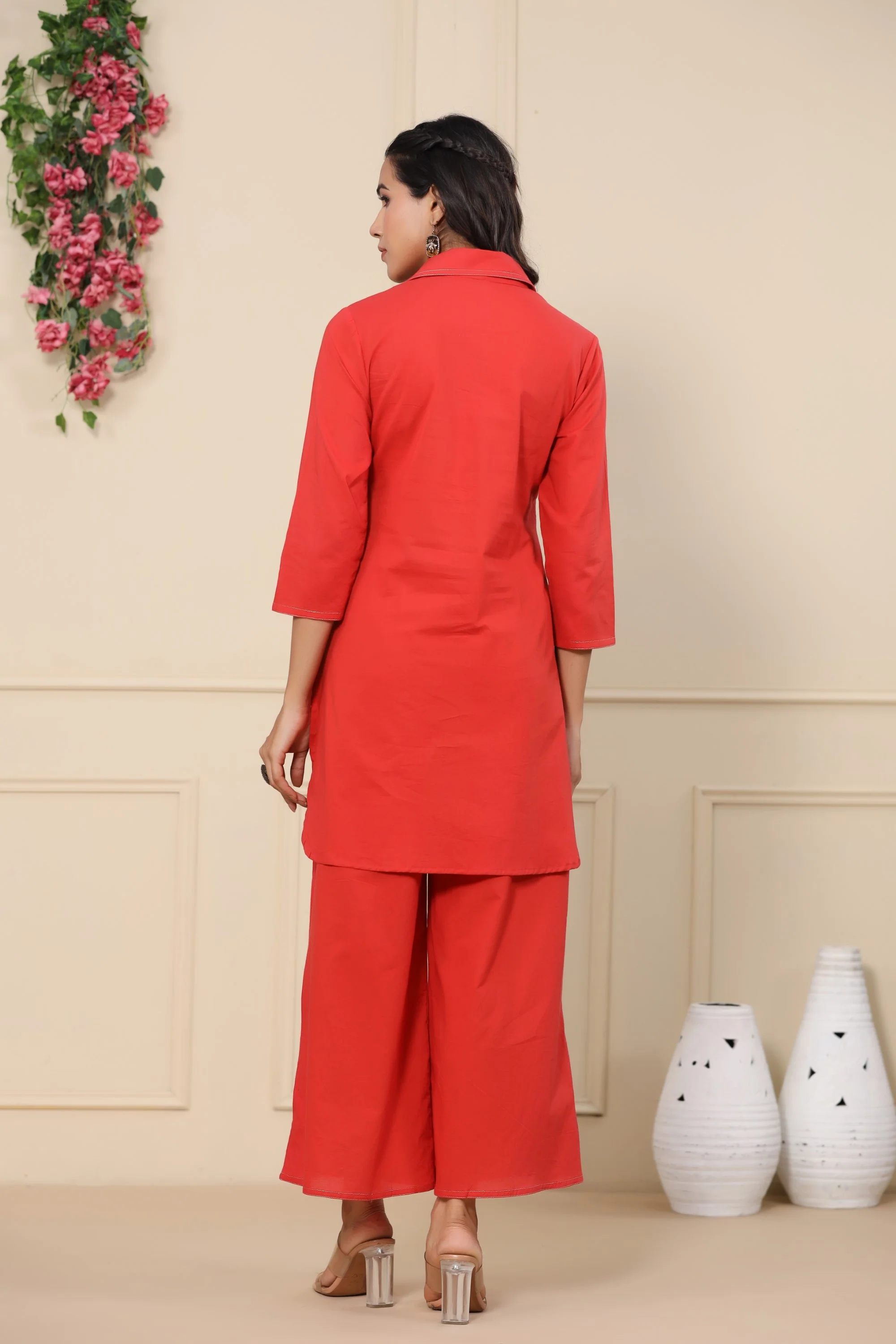 Jayti crimson Butterfly Cotton Co-ord Set - Image 3