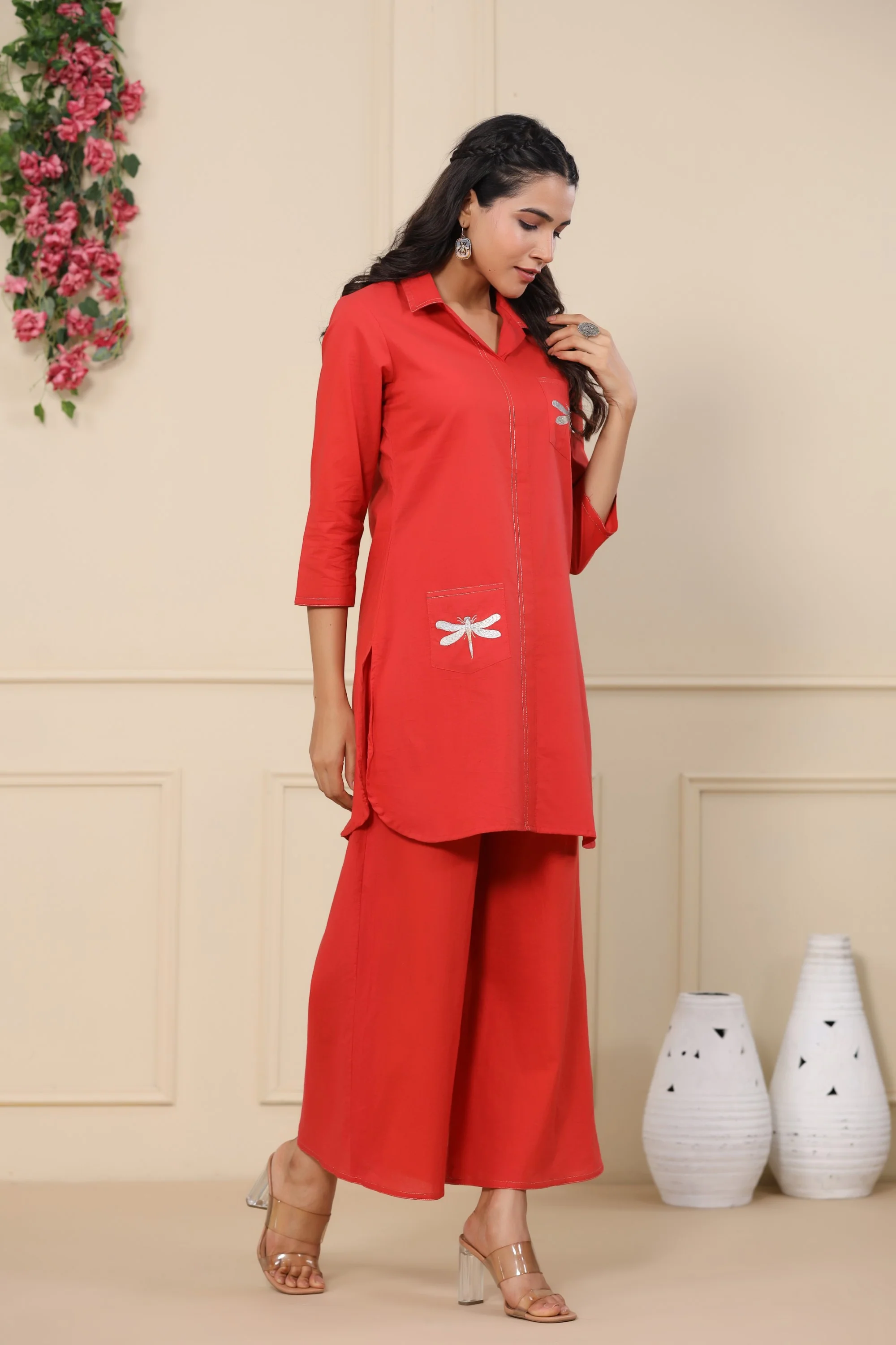 Jayti crimson Butterfly Cotton Co-ord Set - Image 4