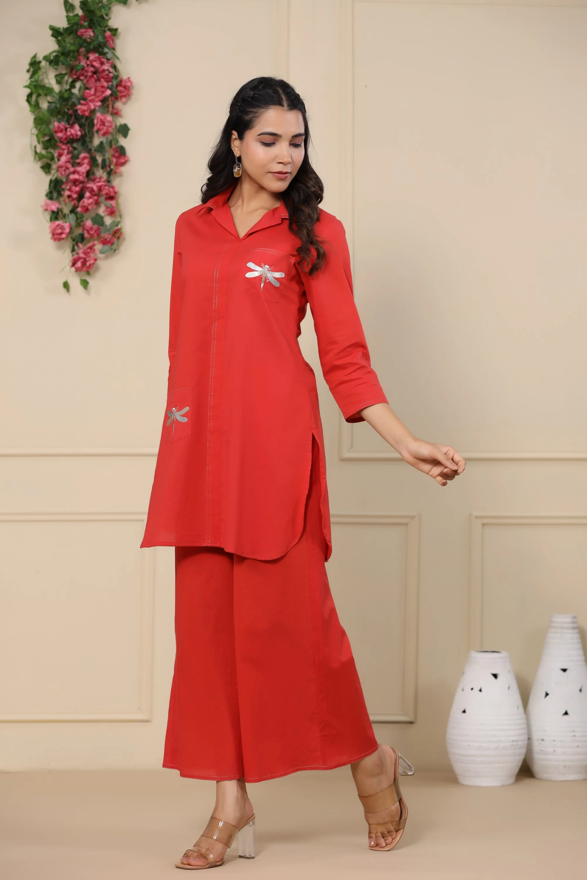 Jayti crimson Butterfly Cotton Co-ord Set - Image 5