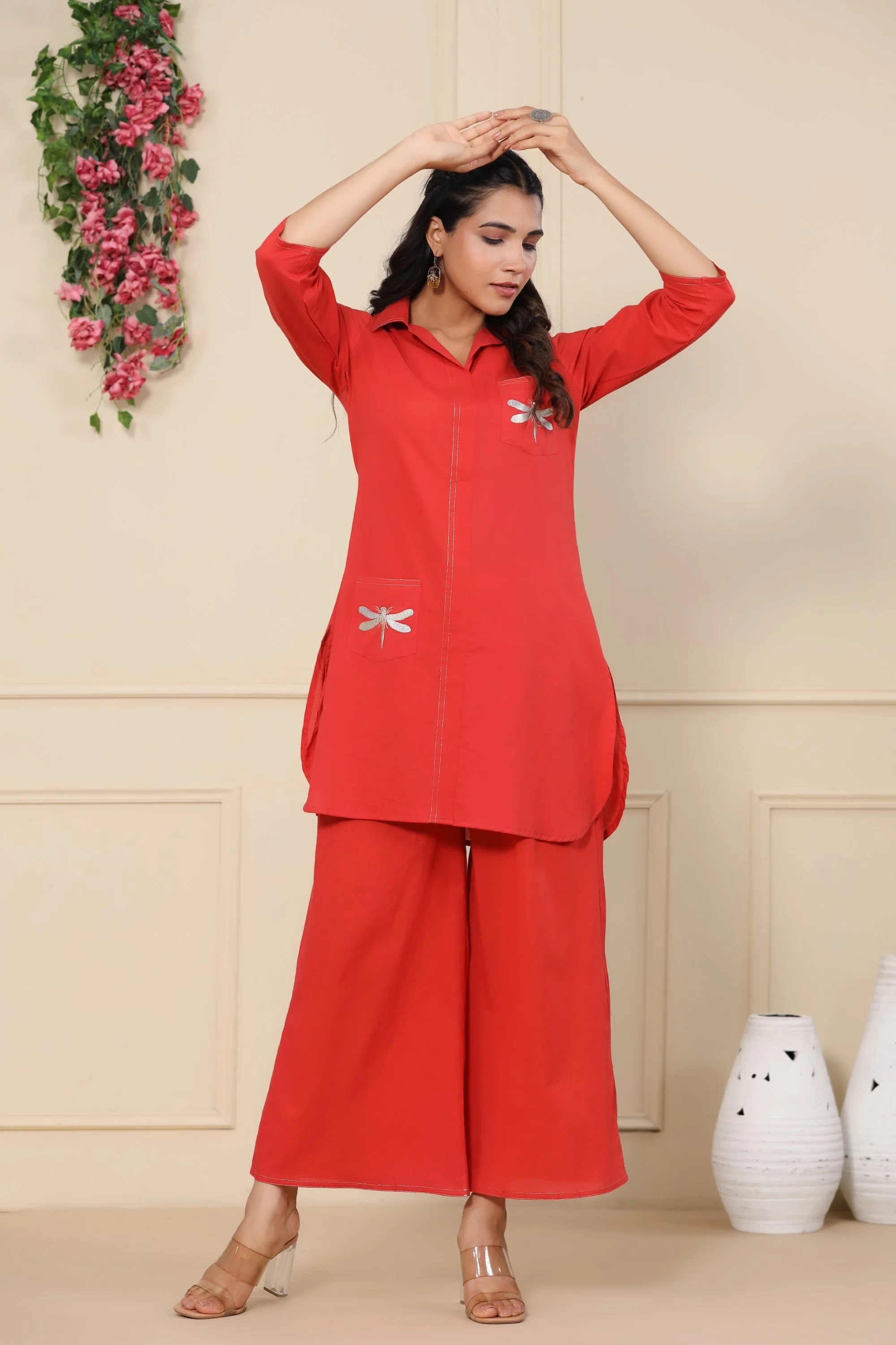 Jayti crimson Butterfly Cotton Co-ord Set - Image 7