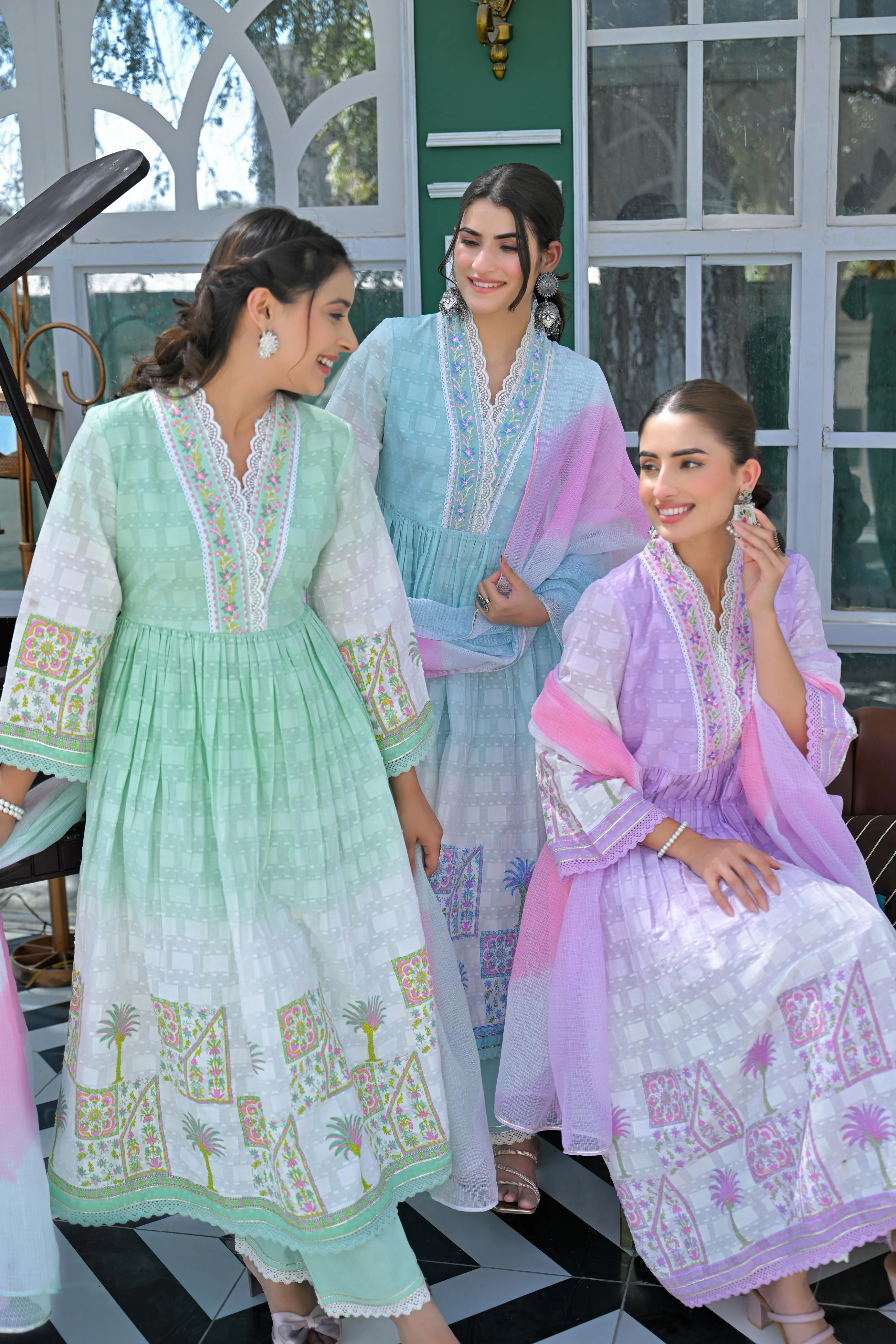 Tridhara Lavender Cotton Suit Set - Image 4